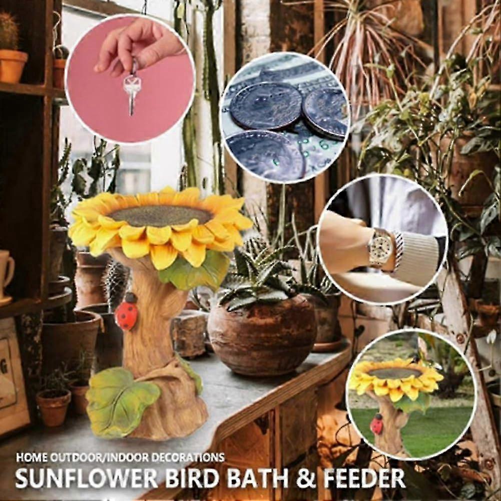 VogeltränkeSockel made of polyresin, sunflower gifts, handmade for garden, outdoor area, bird bath fountain, garden decoration 25-26s