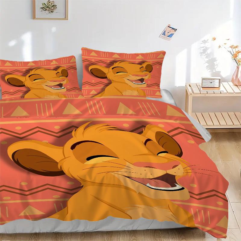 Lion Celebration Print 3Pcs Bedding Setduvet Cover With 2 Bedropillowcase Home Birthday Gift