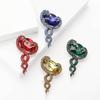 Fashion Creative Alloy Full Diamond Double Snake Brooch Vintage Ladies Suit Dress Corsage Ornament Animal Pin