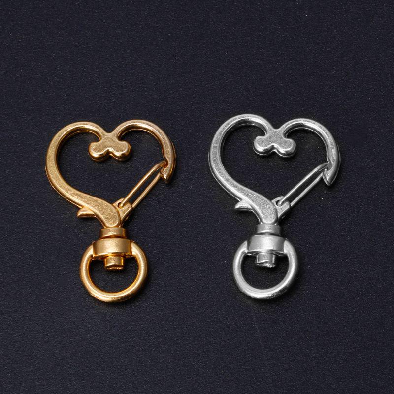 10Pcs Metal Swivel Lobster Clasp Snap Hook Heart Shape Keychain Jewelry Findings