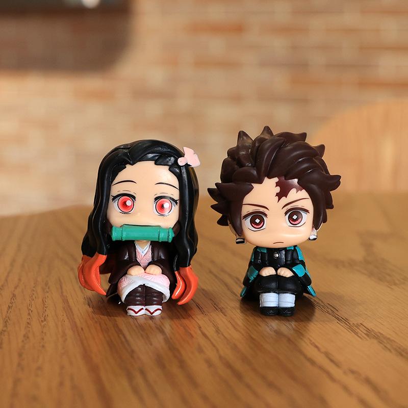 8 шт./компл. аниме фигурки Demon Slayer Kimetsu No Yaiba Q версия сидящий Tanjiro Nidouzi Inosuke Zenizu фигурка модель куклы подарок