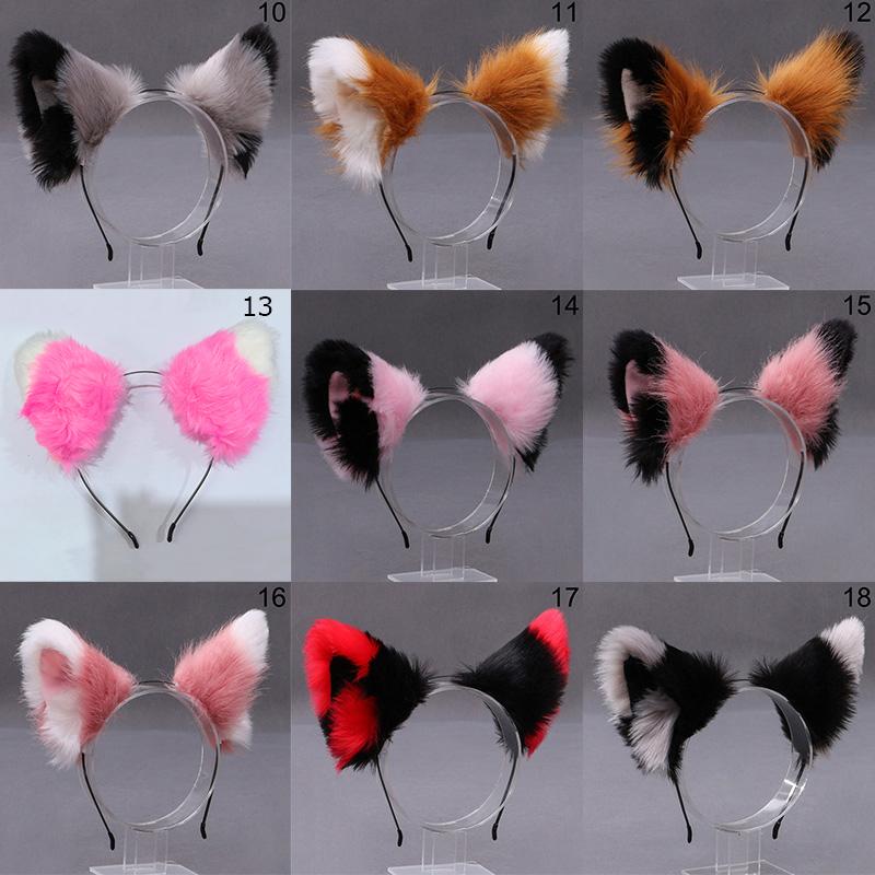 1 шт. Повязка на голову Обруч для волос Мода Кошачьи ушки Ободок на голову Головной убор Вечеринка Косплей Искусственный мех Украшения для волос Плюшевый Пушистый