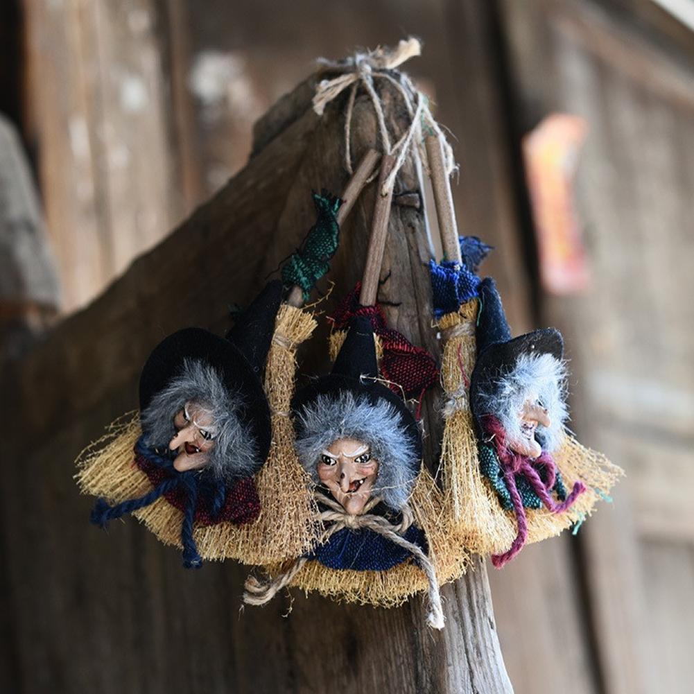 Halloween Broom Witch Decoration Creepy Day Festival Decoration For Bar Haunted House Party Desktop Witch Ornament Home Decor Supplies