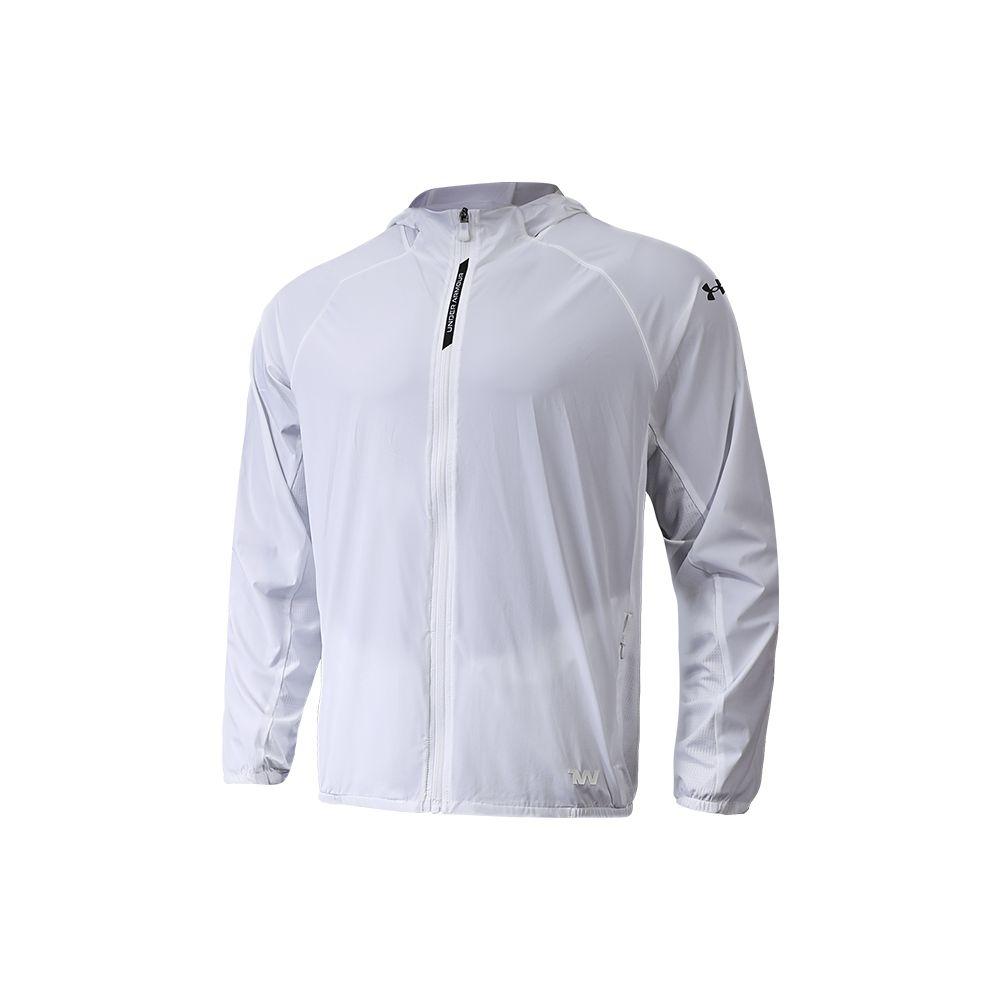 Under Armour Solid Color Logo Stretch Breathable Woven Sports Jacket Men White 22500405-100