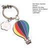 Alloy Keychain with Extension Chain Pendant Enamel Rainbow Hot Air Balloon Charm Key Oil Dripping Color Holder Smiling Cloud Decorative Backpack