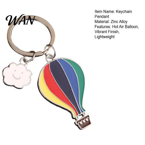 Alloy Keychain with Extension Chain Pendant Enamel Rainbow Hot Air Balloon Charm Key Oil Dripping Color Holder Smiling Cloud Decorative Backpack