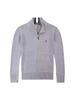 Men's Slim Fit Stand Collar Cardigan Sweater with Small Horse Logo - Spring & Autumn Long Sleeve Knitwear