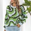 Autumn Tie-dyed Striped Knitted Sweater Pullover Women Winter Long Sleeve Sweater Round Neck Loose Vintage Jumper Sweaters 29385