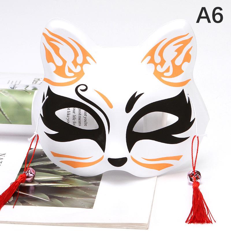 Anime Foxes Mask Japanese Cosplay Rave Hand-Painted Anime Demon Slayer Half Face