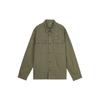 Solid Color Logo Label Pointed Collar Casual Loose Long Sleeve Shirt Men Shirts Green A6JNS-A58