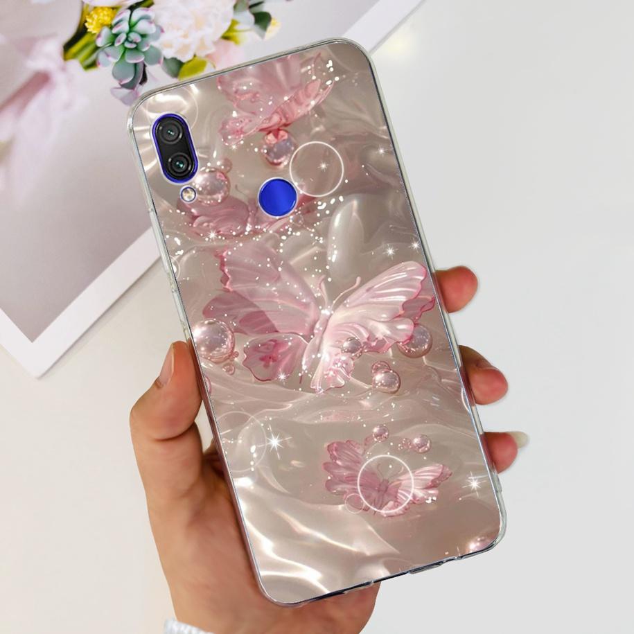 For Xiaomi Redmi Note 7 Case Flower Butterfly Clear Silicone Cover For Redmi Note 7 Pro Note7 Bumper Redmi 7 7A Shockproof Funda