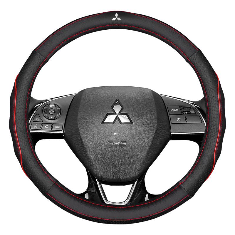 Steering Wheel Cover: Genuine Leather for Mitsubishi Models 18-20, Compatible with ASX, Outlander, Eclipse Cross - All-Season Grip Cover