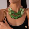 Multi-hue Oversized Resin Strand Translucent-jelly Geometric Facet Choker  Swimwear Accessories