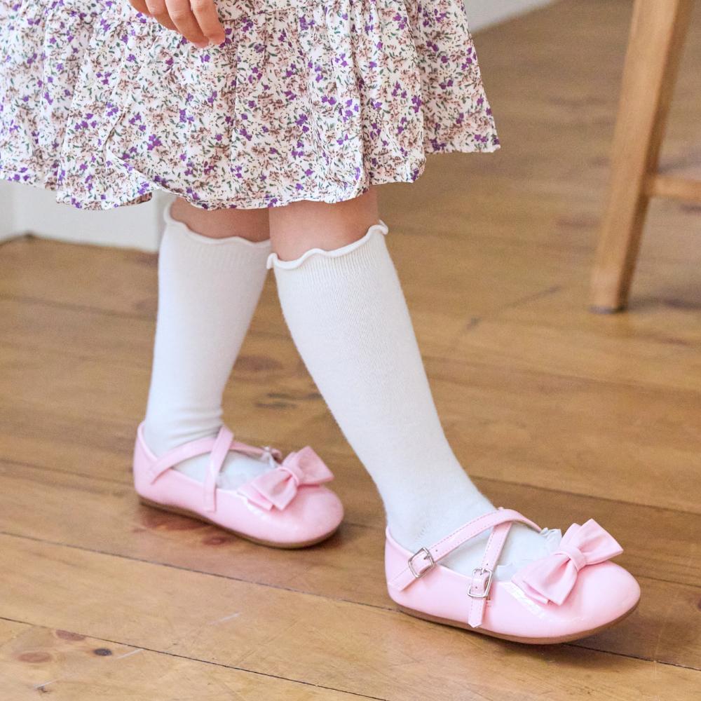 [Babyzzam] Розовые балетки с ангельской лентой для девочек [BB461-10009]