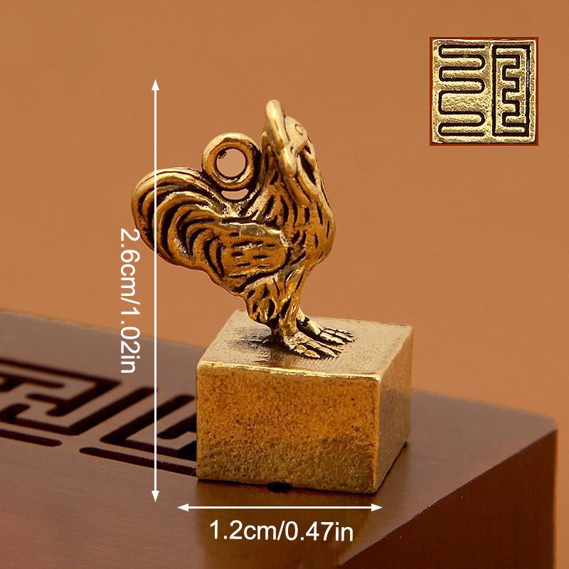 Китайский латунный зодиак винтажная печать брелок кулон подвеска для рюкзака ремесло сувенир подарок