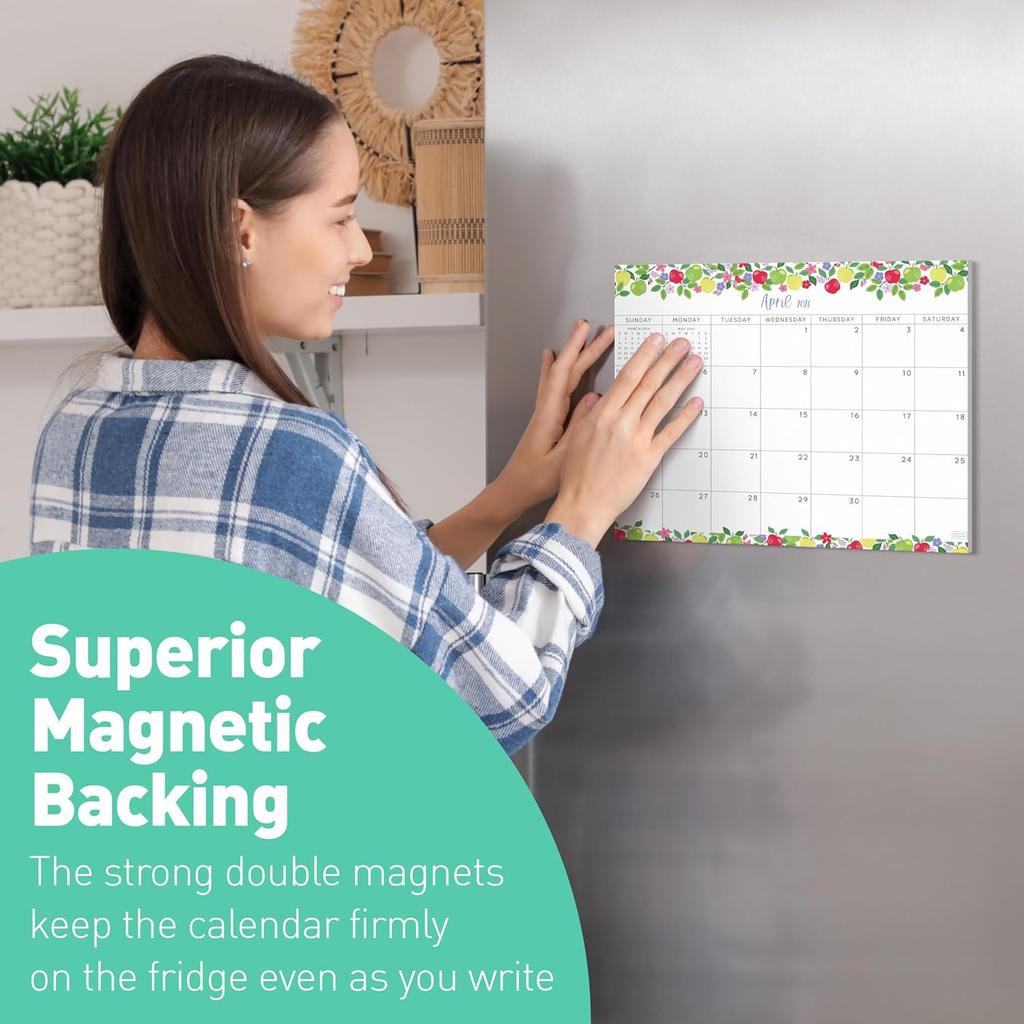 S&O Fruity Magnetic Fridge Calendar from July 2025-Dec 2026 - Tear-Off Refrigerator Calendar to Track Events & Appointments - 18 Month Magnetic