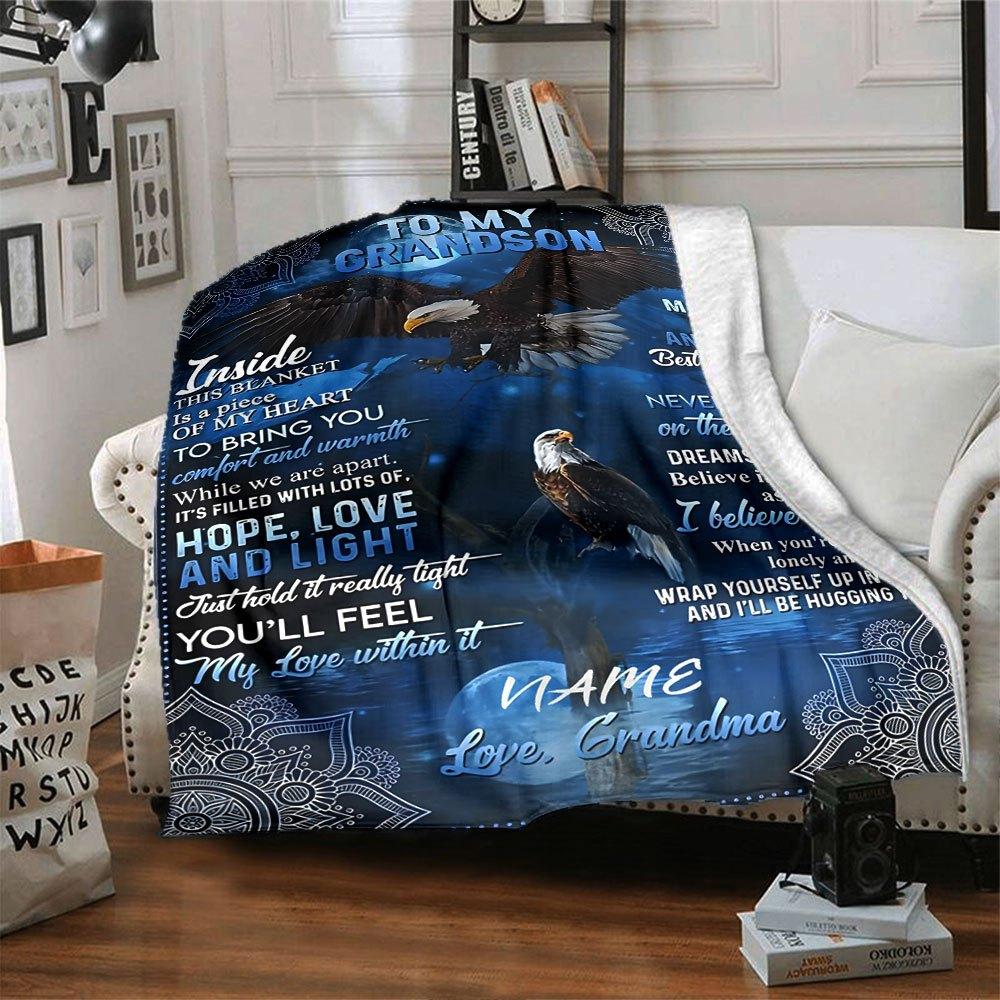 Grandmother'S Love Eagle Home Customize Your Name Blankets Soft And Cozy For All Seasons Perfect For Picnics Sofa Office Bed Living Room Ideal Gift
