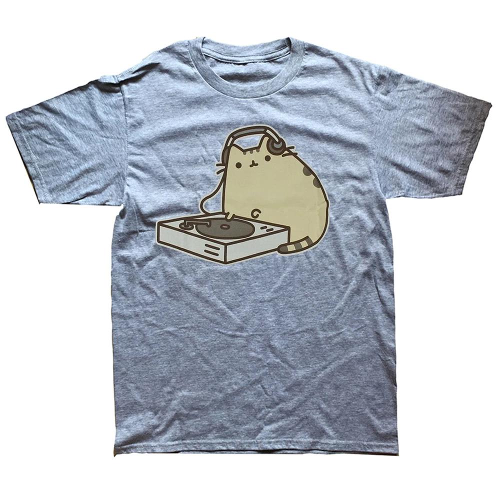 Funny Dj Cat T Shirts Summer Style Graphic Cotton Streetwear Short Sleeve Music Hip Hop Birthday Gifts T-shirt Mens Clothing