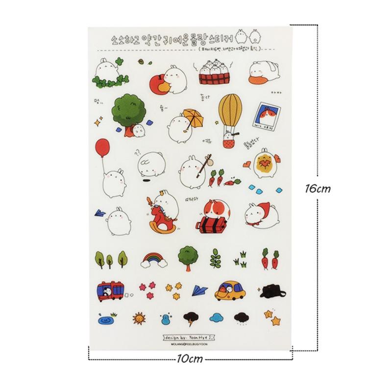 Hot,6pcs Cartoon Stickers Cute Rabbit Transparent DIY Decorative Sticker For Diary Photo Album Notebook