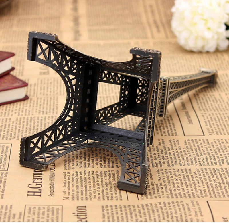 Бронзовый тон Париж Эйфелева башня Статуэтка Статуя Винтажная модель из сплава Декор 13 см