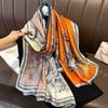 180*90CM Fashion Dustproof Big Bandanna Popular Satin Finish Silk Shawls Scarves Luxury Print Sunscreen Beach Towel