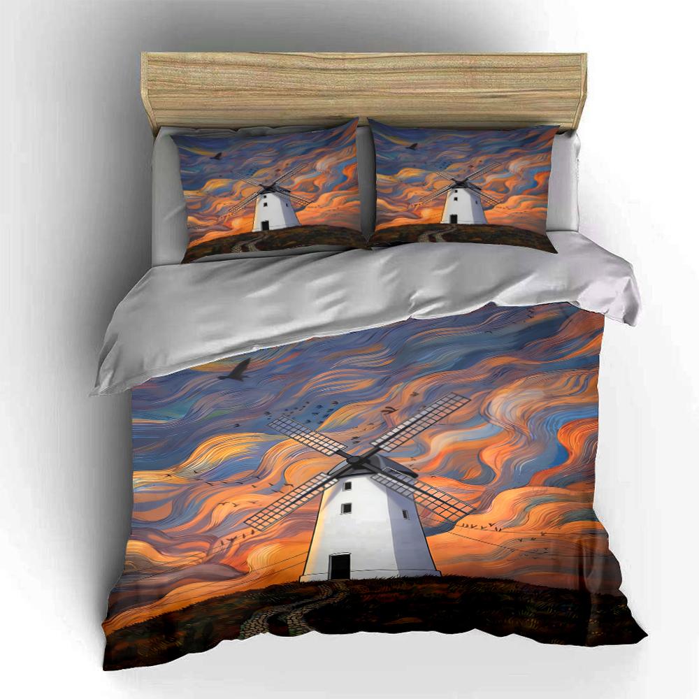 Windmill Sunset Bedding Set Bedding set (1 duvet cover, 2 pillowcases, duvet not included)