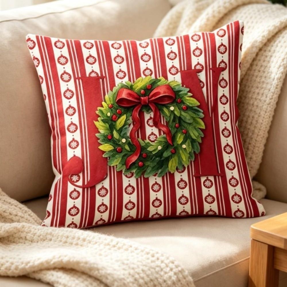 45x45cm Bowknot Snowman Pillow Cover Breathable Red Series Christmas Pillowcases Soft Square Throw Pillow Case Aesthetic Decor