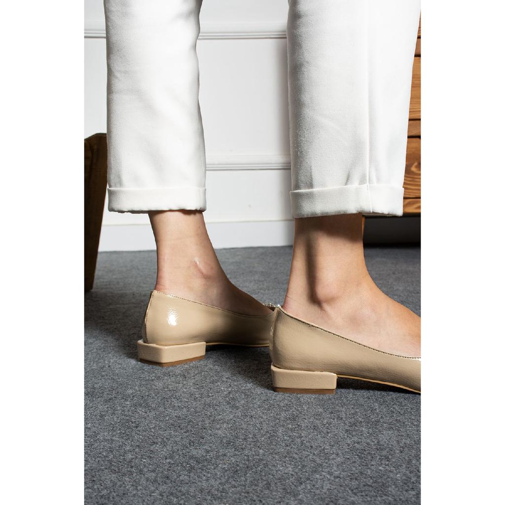 Женские блестящие пряжки с острым носком, морщинистая лакированная кожа, черные балетки Ballet Paris