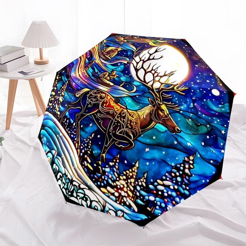 1pc Winter Wonderland Folding Umbrella | Elegant Design, Fashionable Accessory, Durable Construction, Sturdy Ribs yy251107042