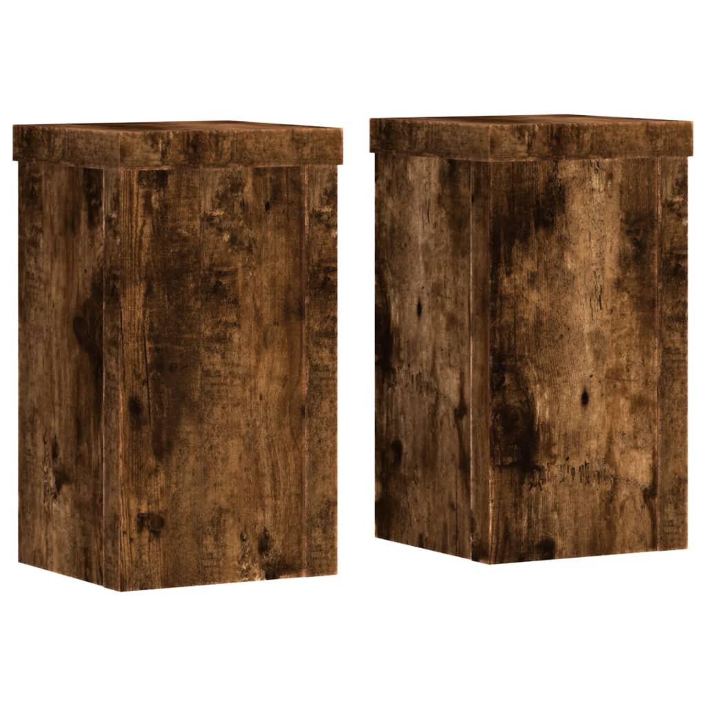 Plant Stand Set 2 pcs Smoked Oak 10 x 10 x 18 cm Wood Based Material