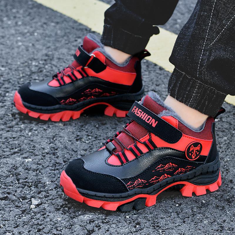 Осенне-зимние детские зимние ботинки с флисом, теплые, нескользящие, износостойкие, для детей, для занятий зимними видами спорта на открытом воздухе, для мальчиков