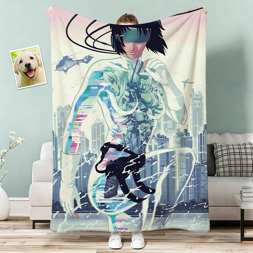 Action Anime Movie Ghost in the Shell Throw Lightweight g Flannel Blanket Soft Skinfriendly for Summer Cooling