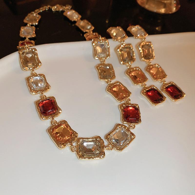 Роскошное квадратное колье с бриллиантами: Ожерелье в стиле ретро-дворца для женщин