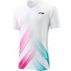 Футболка для бадминтона Li Ning Badminton Series с принтом в виде букв, трикотажная спортивная с коротким рукавом, унисекс, топы стандартного белого цвета AAYU237-1