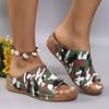 Модные камуфляжные шлепанцы на платформе для женщин Лето 2025 Удобные сандалии на танкетке Женские Легкие Нескользящие Пляжные шлепки 43