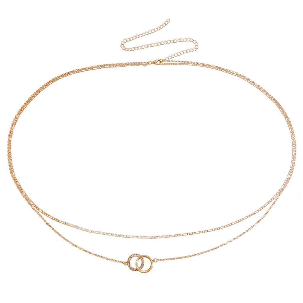 European and American sexy bikini navel metal chain waist jewelry double geometric love pendant waist chain high sense