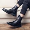 Men's Large Size Black Leather Chelsea Boots - Autumn/Winter 2021 Fashion, Business Casual, Mid-High Martin Style