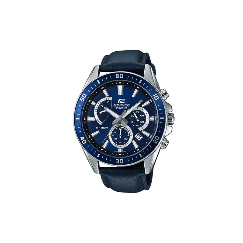 Casio CASIOEDIFICE серия 100 метров водонепроницаемость кварцевый механизм кожаный ремешок японские и корейские часы мужские часы синий циферблат EFR-552L-2AV