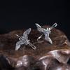 Настоящее серебро 925 пробы, серьги-гвоздики в форме журавля для девочек, маленькие серьги в китайском этническом стиле с птицами, ювелирные изделия для пирсинга ушей EH126