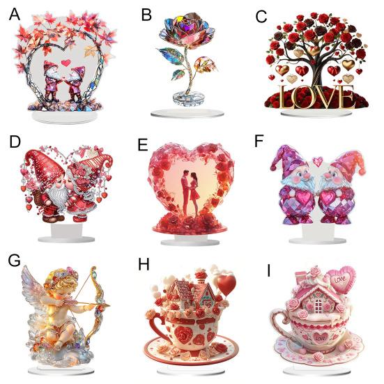 Орнамент в виде сердца любви 2D Плоский акриловый настольный декор Мультяшный орнамент в виде сердца любви