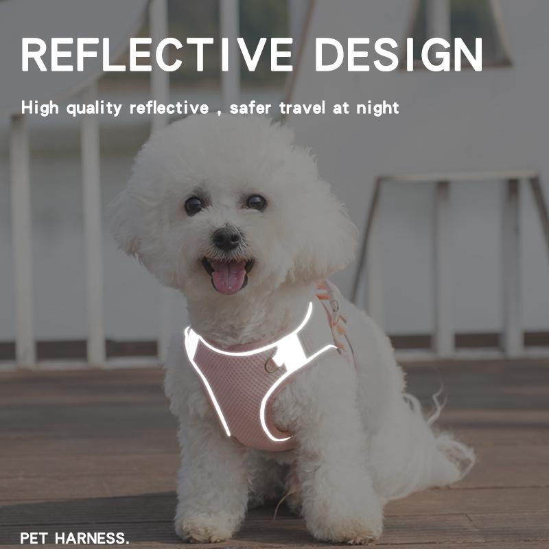 Собака Кошка Домашнее животное Шлейка Поводок Набор Регулируемый Светоотражающий Защищенный от побега Щенок Котенок Домашнее животное Жилет Шлейка Ошейник для собаки Аксессуары для маленьких собак