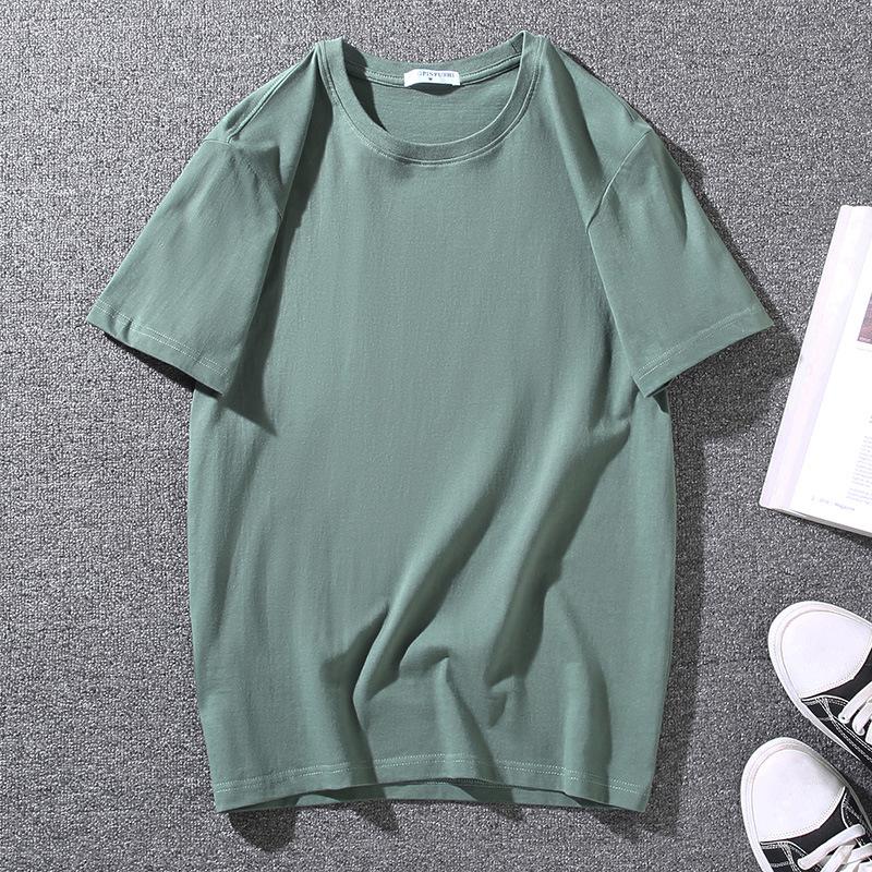 Men's Summer Loose Tee Men's Pure Cotton Casual Round Neck Sports Short Sleeve Men's Plus Size Elastic Comfortable T-shirt