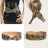 Fashion Print Leopard Pattern Rivet Metal Buckle Decoration Women Waistband Wide