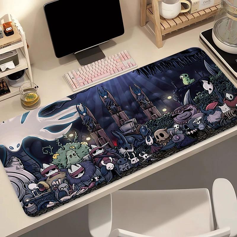 Hollow Knight Anime Gaming Mousepad Black And White Rubber Computer Mouse Mat for Gamers Desk Keyboard Accessory Gift