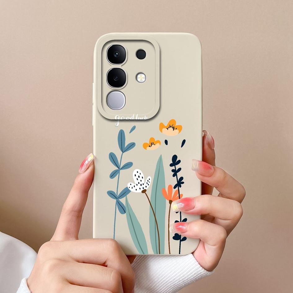 Чехлы для телефона для Vivo Y29 Y29S Y 04 T4x 4G 5G Милый панда кактус Жидкий силикон Защитная крышка для Vivo Y29 Y 29S Y04 T 4x Capa