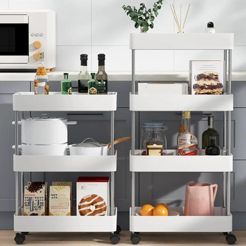 3/4 Tier Movable Gap Storage Rack Rolling Utility Cart Storage Shelf Kitchen Bathroom Slim Slide Organizer Shelf Livingroom New