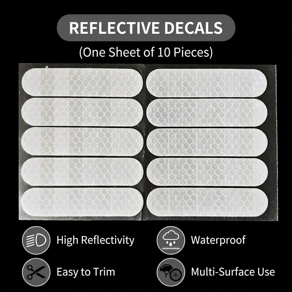 10pcs Reflective Stickers High-Visibility Safety Decals Waterproof Self Adhesive Stickers for Electric Bike Bicycle Motorcycle