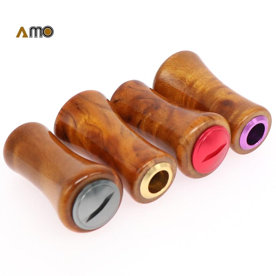 DIY AMO Light wood grip wood knob for AB U Fishing Wheel handle knob for DAI WA/SHI MANO wheel 2PCS Each Set