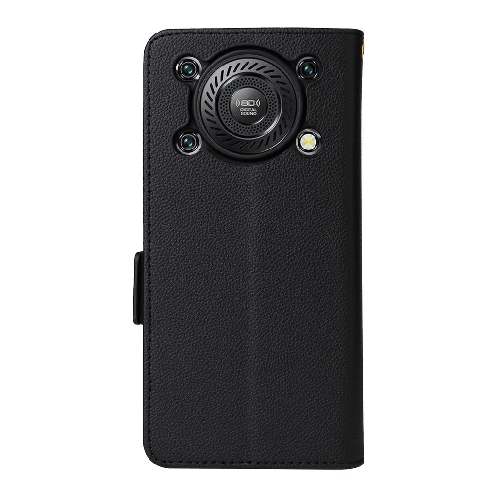 For Oukitel C60/C60 Pro Case with Wrist Strap Litchi Texture PU Leather Wallet Phone Cover