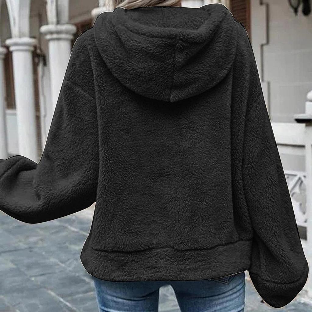 Женская мода для отдыха, однотонный пуловер с длинными рукавами и плюшевым пальто на шнурке, верх